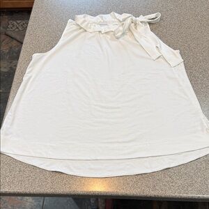 Stacy London White Blouse with Bow-Tie Detail, Size L, NWOT